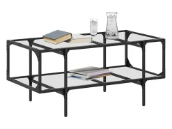 Mesa de centro c/ topo em vidro transparente 98,5x50x45 cm aço PT368219