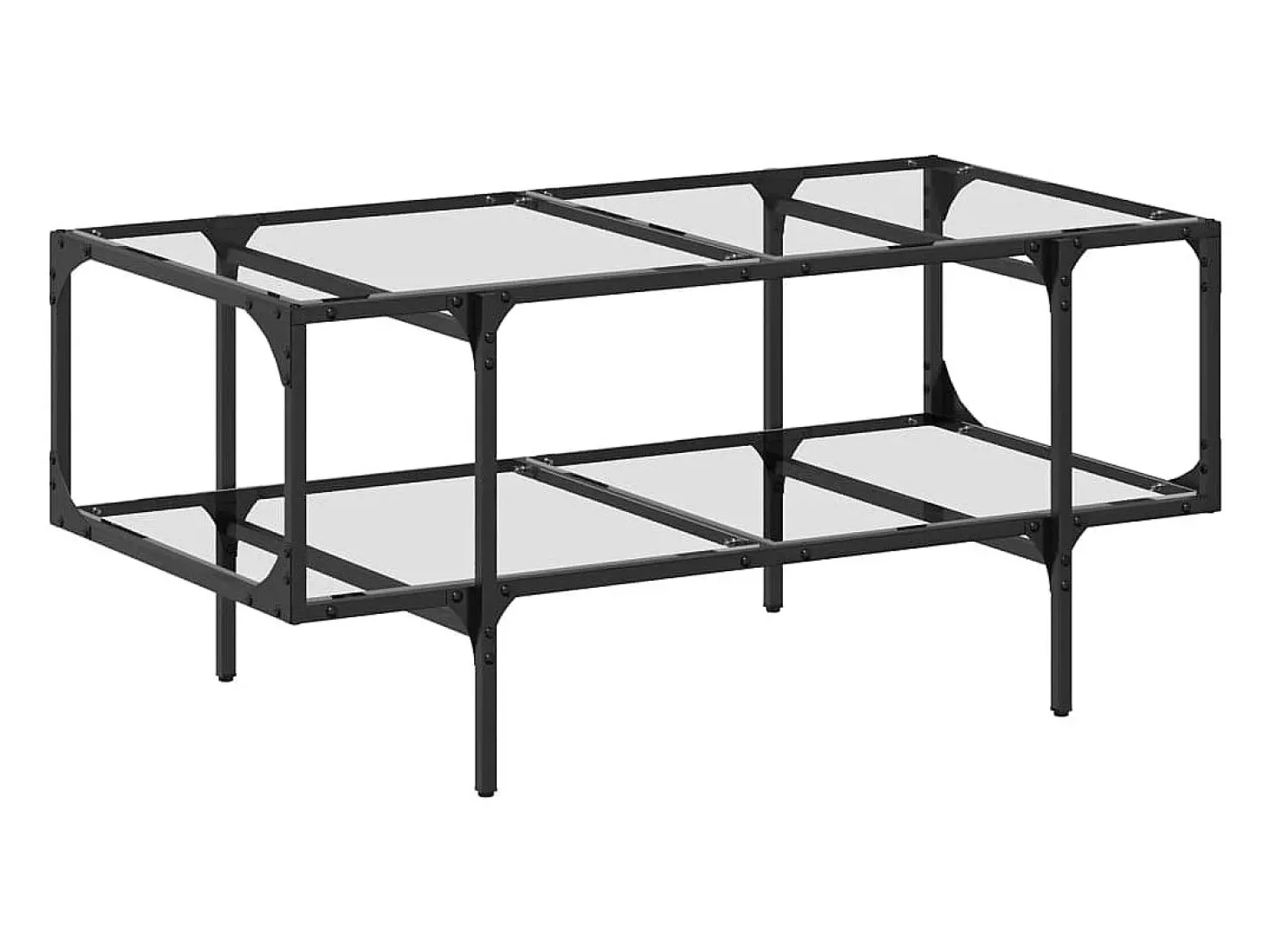 Mesa de centro c/ topo em vidro transparente 98,5x50x45 cm aço PT368219