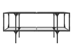Mesa de centro c/ topo em vidro transparente 98,5x50x45 cm aço PT368219