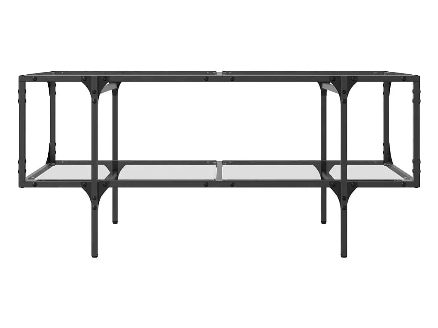 Mesa de centro c/ topo em vidro transparente 98,5x50x45 cm aço PT368219