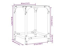 Mesa de centro c/ topo em vidro transparente 30x30x40 cm aço