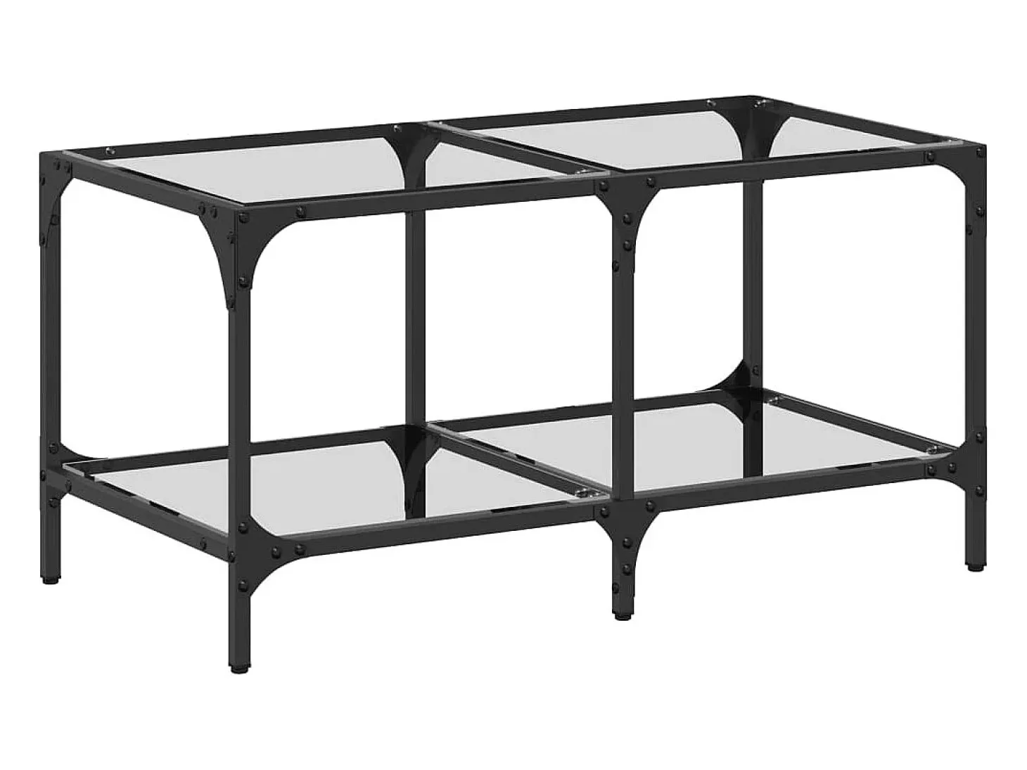 Mesa de centro c/ topo em vidro transparente 78,5x40x40 cm aço PT650574