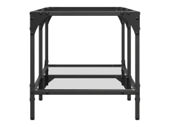 Mesa de centro c/ topo em vidro transparente 78,5x40x40 cm aço PT650574