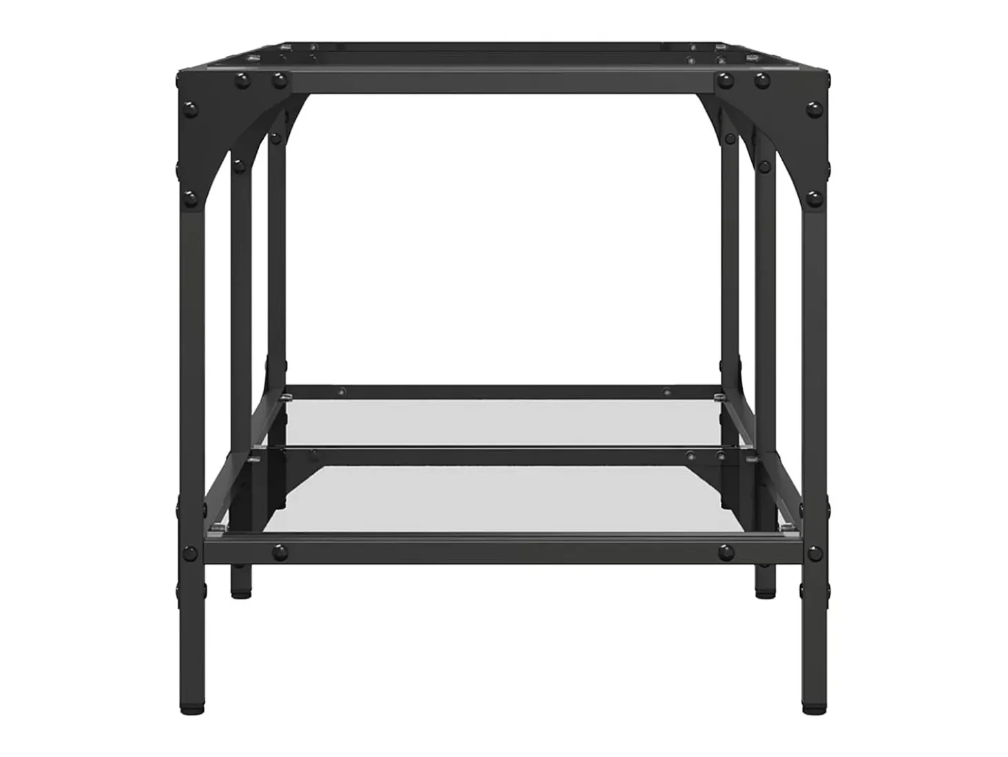 Mesa de centro c/ topo em vidro transparente 78,5x40x40 cm aço PT650574