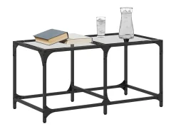 Mesa de centro c/ topo em vidro transparente 78,5x40x40 cm aço PT922321