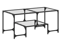 Mesa de centro c/ topo em vidro transparente 98,5x50x45 cm aço PT521758