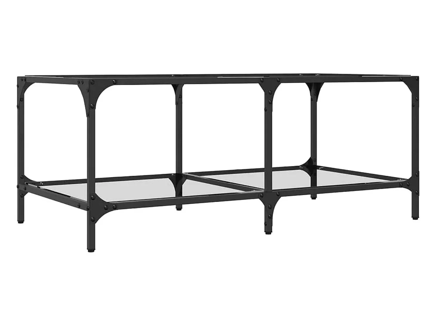 Mesa de centro c/ topo em vidro transparente 98,5x50x40 cm aço