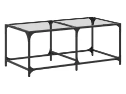 Mesa de centro c/ topo em vidro transparente 98,5x50x40 cm aço PT385220