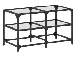 Mesa de centro c/ topo em vidro transparente 78,5x40x45 cm aço