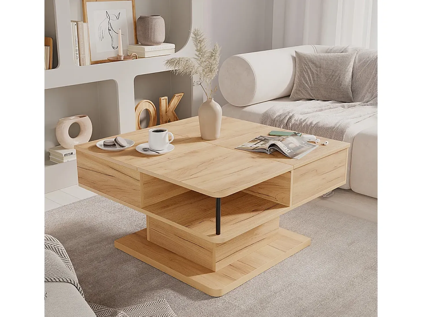 Mesa de centro carvalho goldkraft 80x45x80 movira