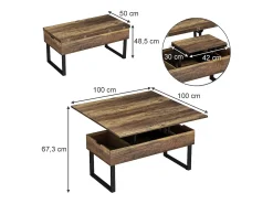 Mesa de centro carvalho rústico 100x50x48.5 lifty
