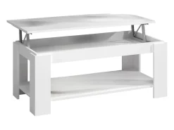 Mesa de centro Chicago, Mesa de centro com prateleira elevatória, Mesa baixa da sala, 102x50h43/54 cm, Branco mate