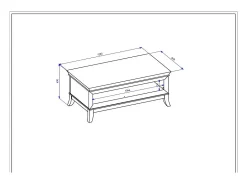 Mesa de centro chique retangular coleção PALACE Cores branco e carvalho escuro