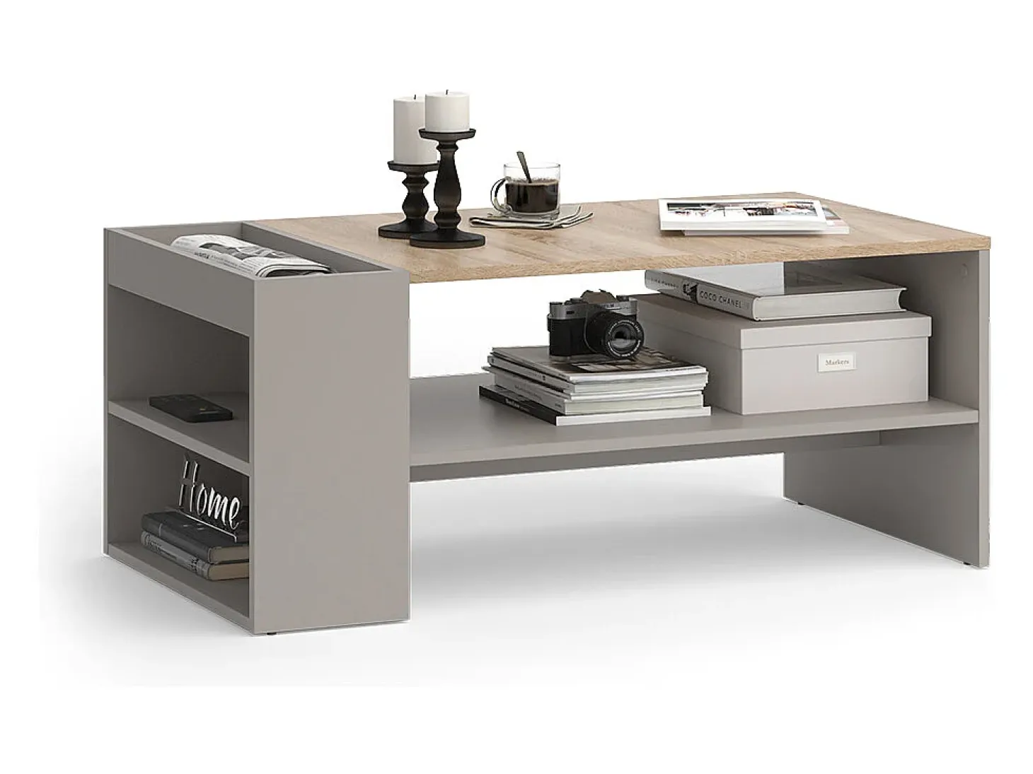Mesa de centro cinzento-bege 100x55x42 wido
