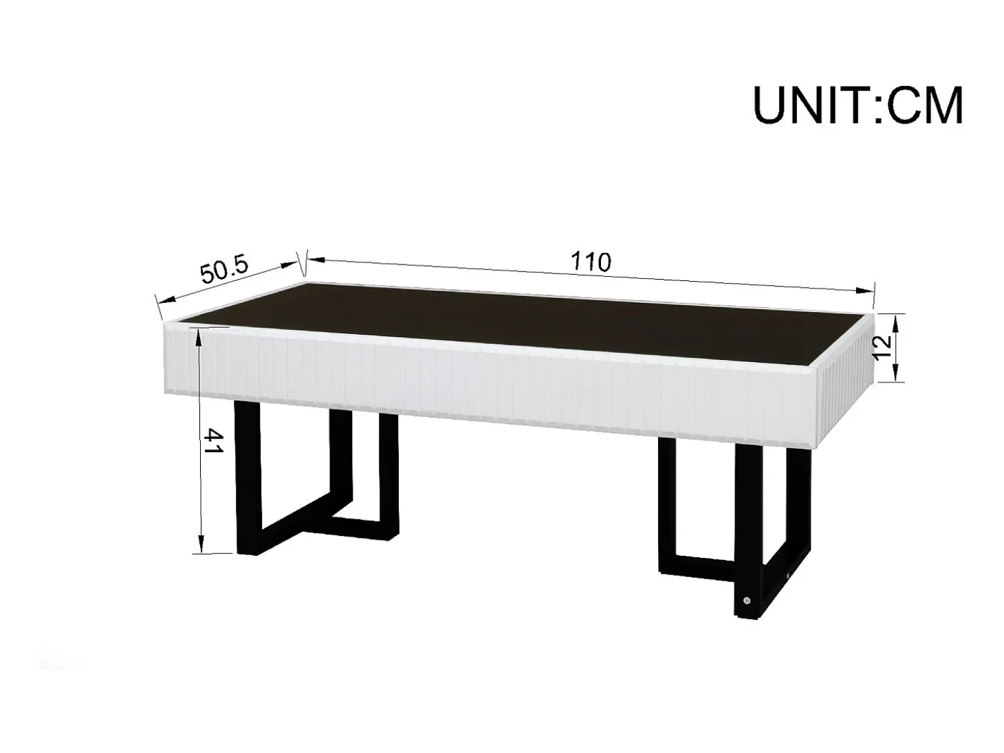 Mesa de centro clássica em preto e branco - Tampo preto brilhante