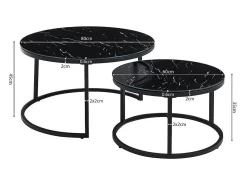 Mesa de centro coleção MANHATTAN efeito mármore preto, Ideal para uma sala de estar chique