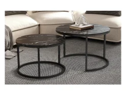 Mesa de centro coleção MANHATTAN efeito mármore preto, Ideal para uma sala de estar chique