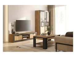 Mesa de Centro coleção MEUNIER – Carvalho Samdal & Preto Fosco, 120×49×60 cm