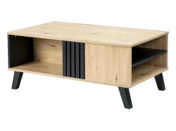 Mesa de centro com 3 compartimentos - Natural e Preto
