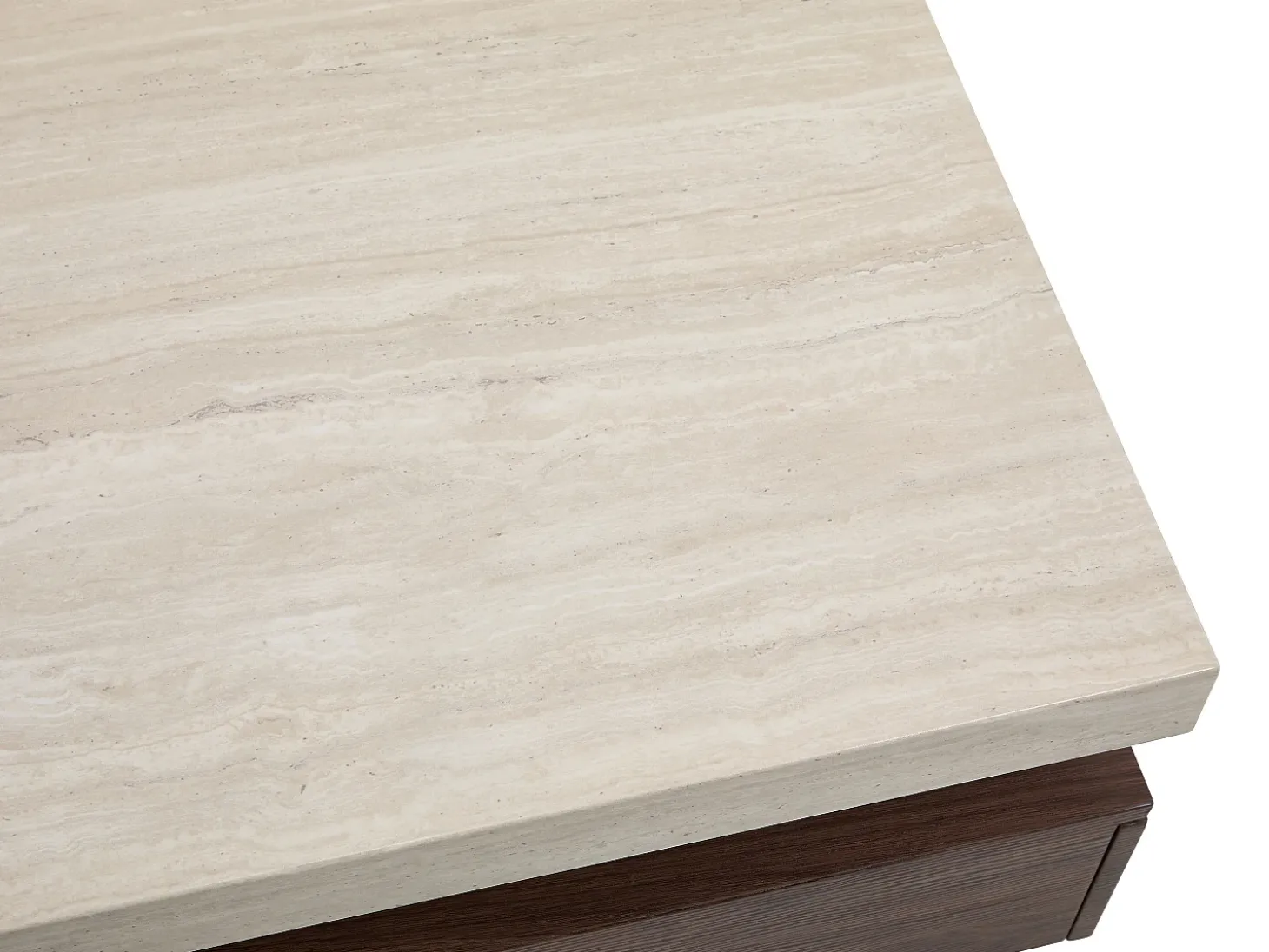 Mesa de centro com 2 gavetas em MDF - Efeito travertino e castanho natural - FELIX