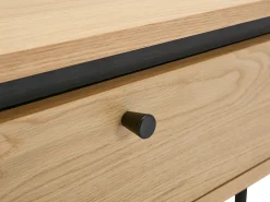 Mesa de centro com 2 gavetas folha de carvalho e metal natural claro e preto - CARDIONA