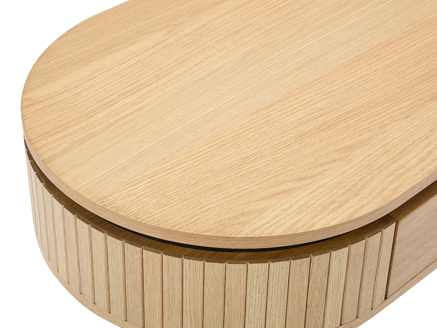 Mesa de centro com 2 gavetas folha de carvalho e metal natural claro e preto - CARDIONA
