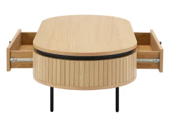 Mesa de centro com 2 gavetas folha de carvalho e metal natural claro e preto - CARDIONA