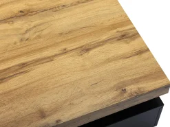 Mesa de centro com 2 gavetas em MDF preto e claro natural - FELIX