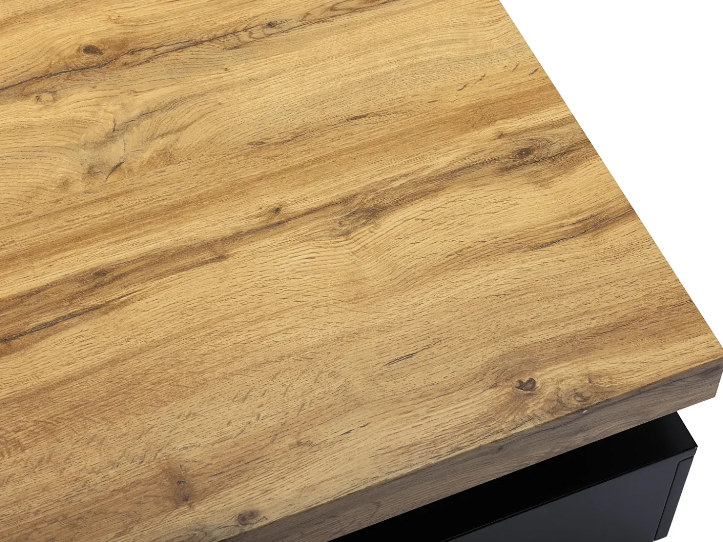Mesa de centro com 2 gavetas em MDF preto e claro natural - FELIX