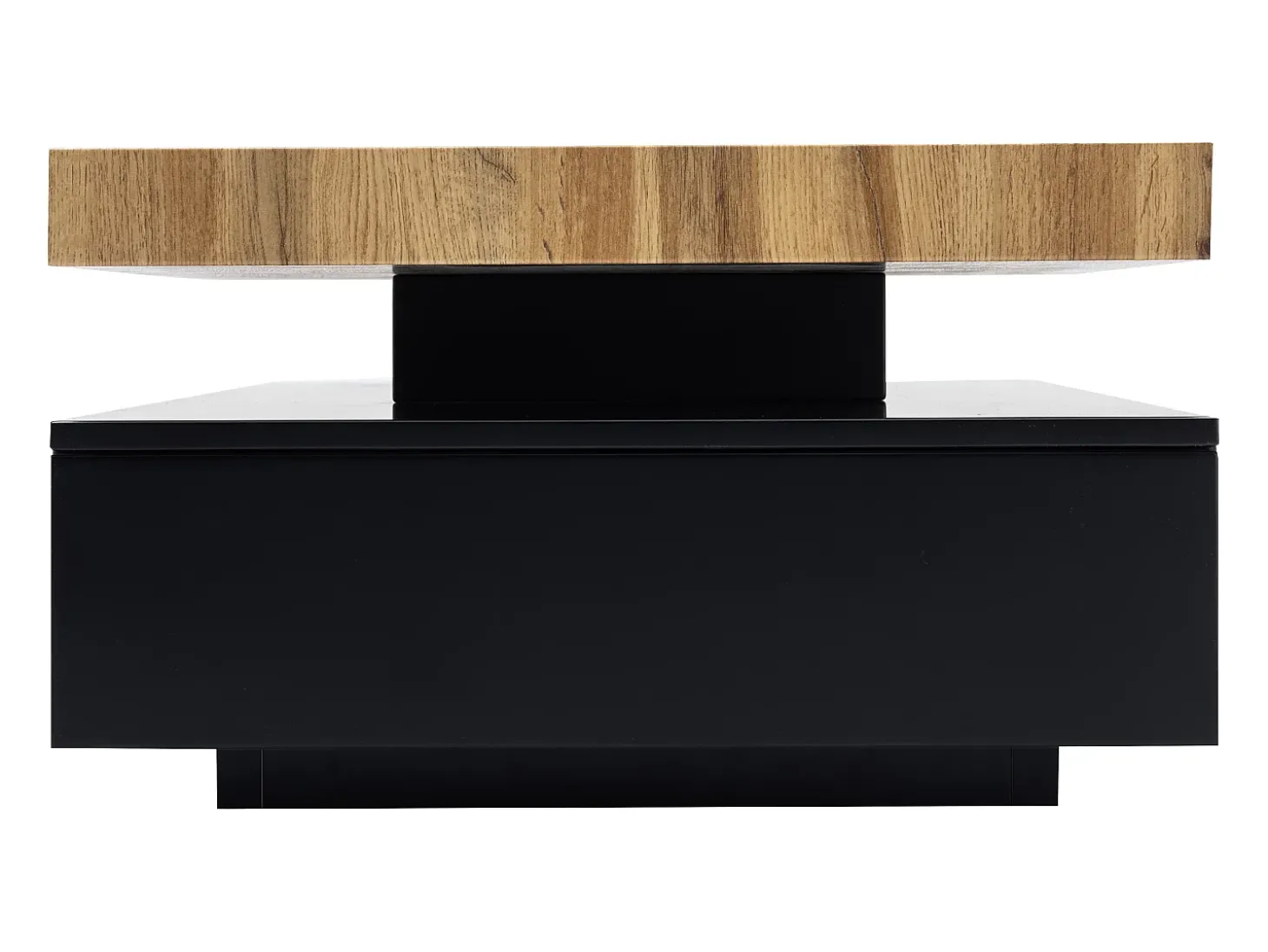 Mesa de centro com 2 gavetas em MDF preto e claro natural - FELIX