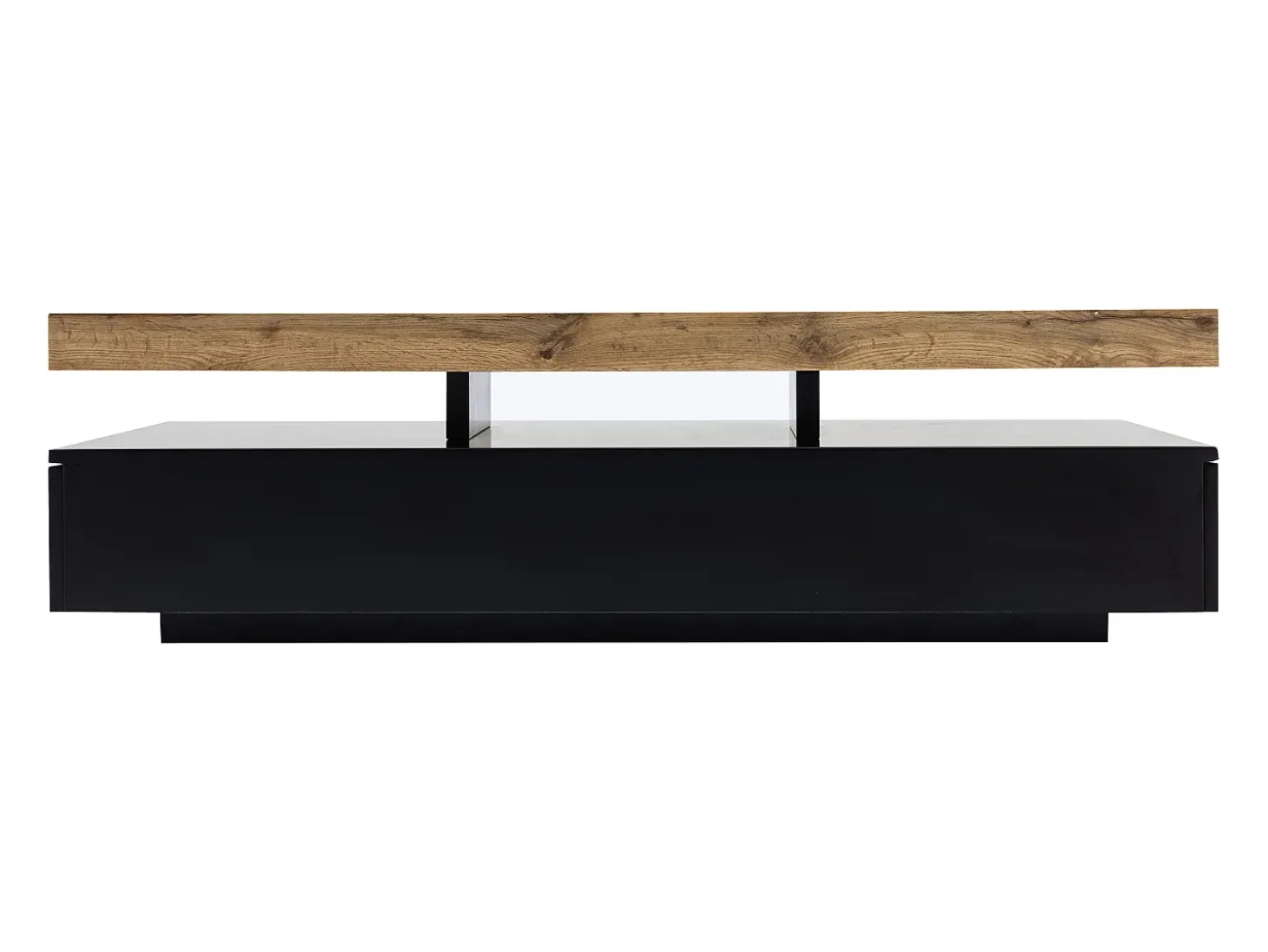 Mesa de centro com 2 gavetas em MDF preto e claro natural - FELIX