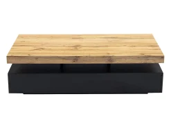 Mesa de centro com 2 gavetas em MDF preto e claro natural - FELIX