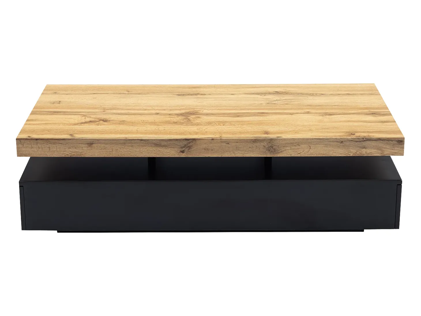 Mesa de centro com 2 gavetas em MDF preto e claro natural - FELIX
