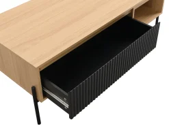 Mesa de centro com 1 gaveta e 2 nichos preto e natural claro - GLARODI