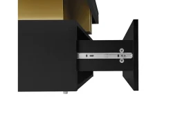 Mesa de centro com 2 gavetas - placa estampada em mármore - estilo escandinavo - preto