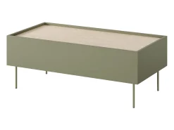 Mesa de centro com 2 gavetas e pés metálicos 120x45 cm
