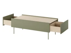 Mesa de centro com 2 gavetas e pés metálicos 120x45 cm