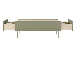 Mesa de centro com 2 gavetas e pés metálicos 120x45 cm