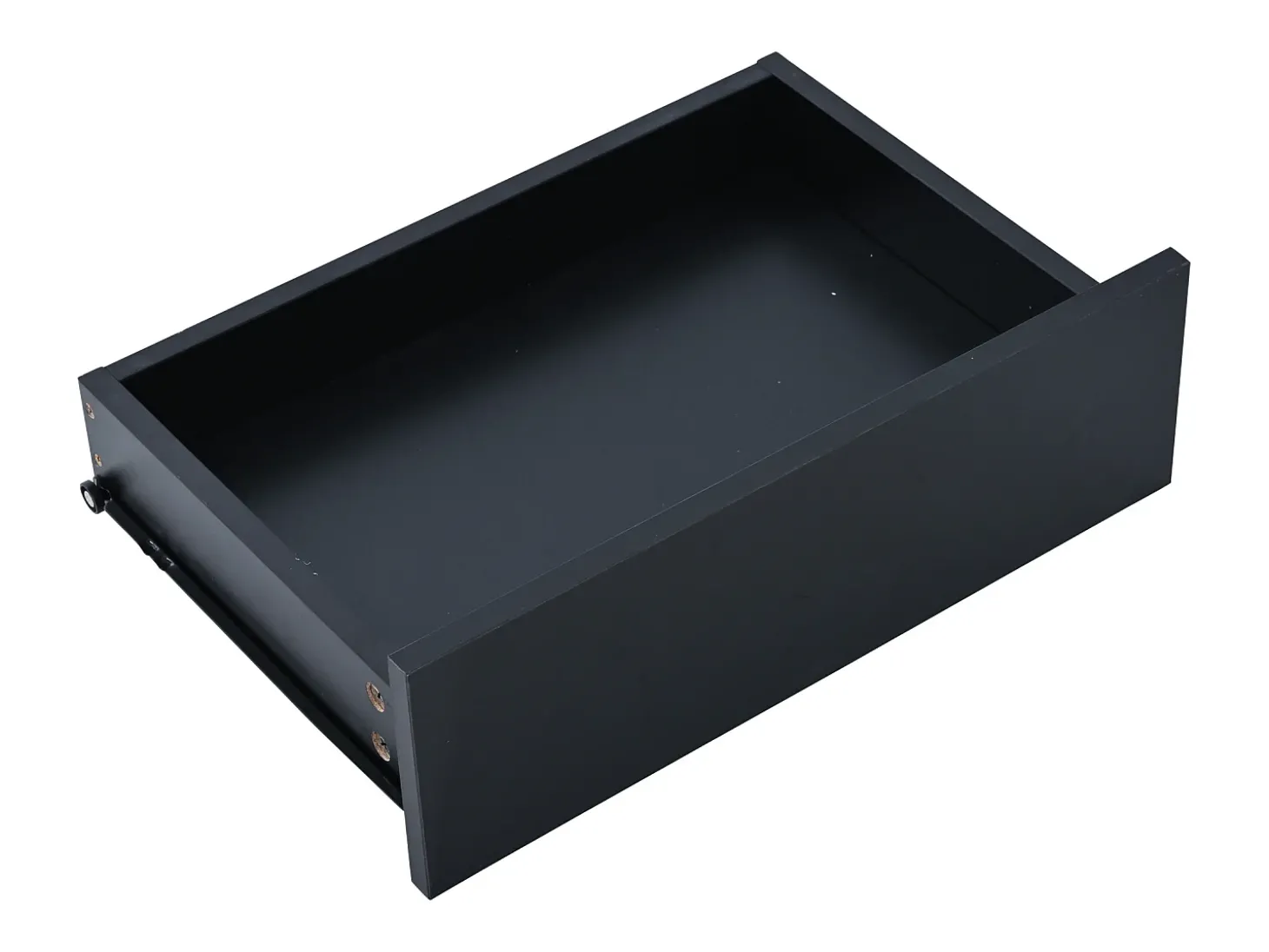 Mesa de centro com 2 gavetas e iluminação LED - Acabamento brilhante - Preto