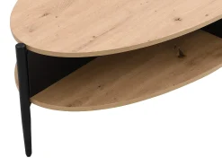 Mesa de centro com 4 nichos em MDF e metal - Natural claro e Preto - EVARO