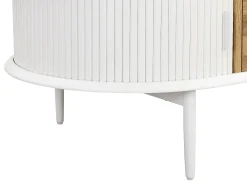 Mesa de centro com 2 portas de correr e 1 gaveta MDF natural e branco - VELURANI