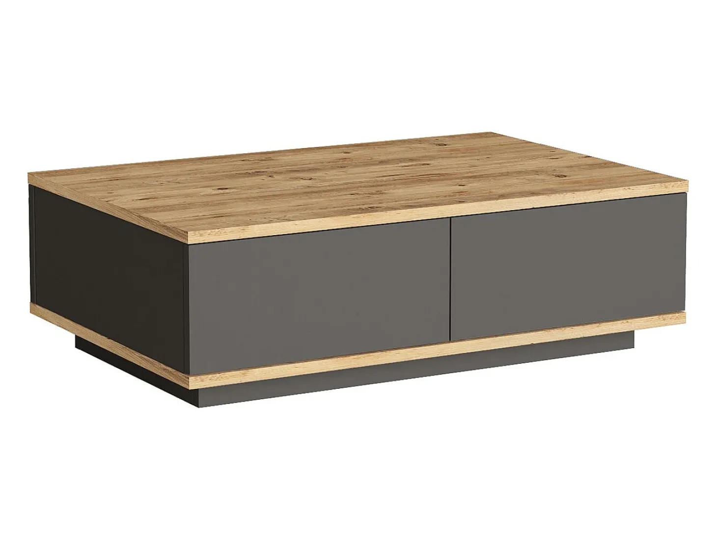 Mesa de centro com 2 portas - Natural Claro e Antracite - LOTULA