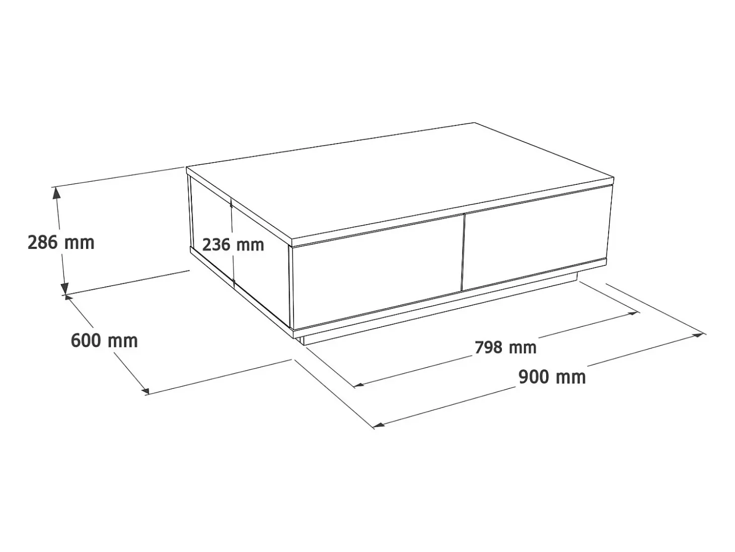 Mesa de centro com 2 portas - Natural e Bege - LOTULA