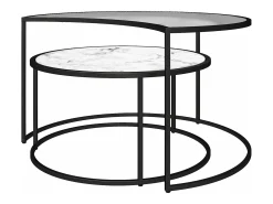 Mesa de centro com 1 prateleira em MDF de carvalho e creme