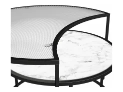 Mesa de centro com 1 prateleira em MDF de carvalho e creme