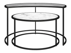 Mesa de centro com 1 prateleira em MDF de carvalho e creme
