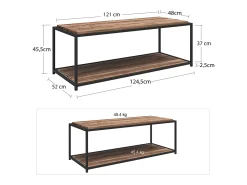 Mesa de centro com 1 prateleira em MDF cinzento