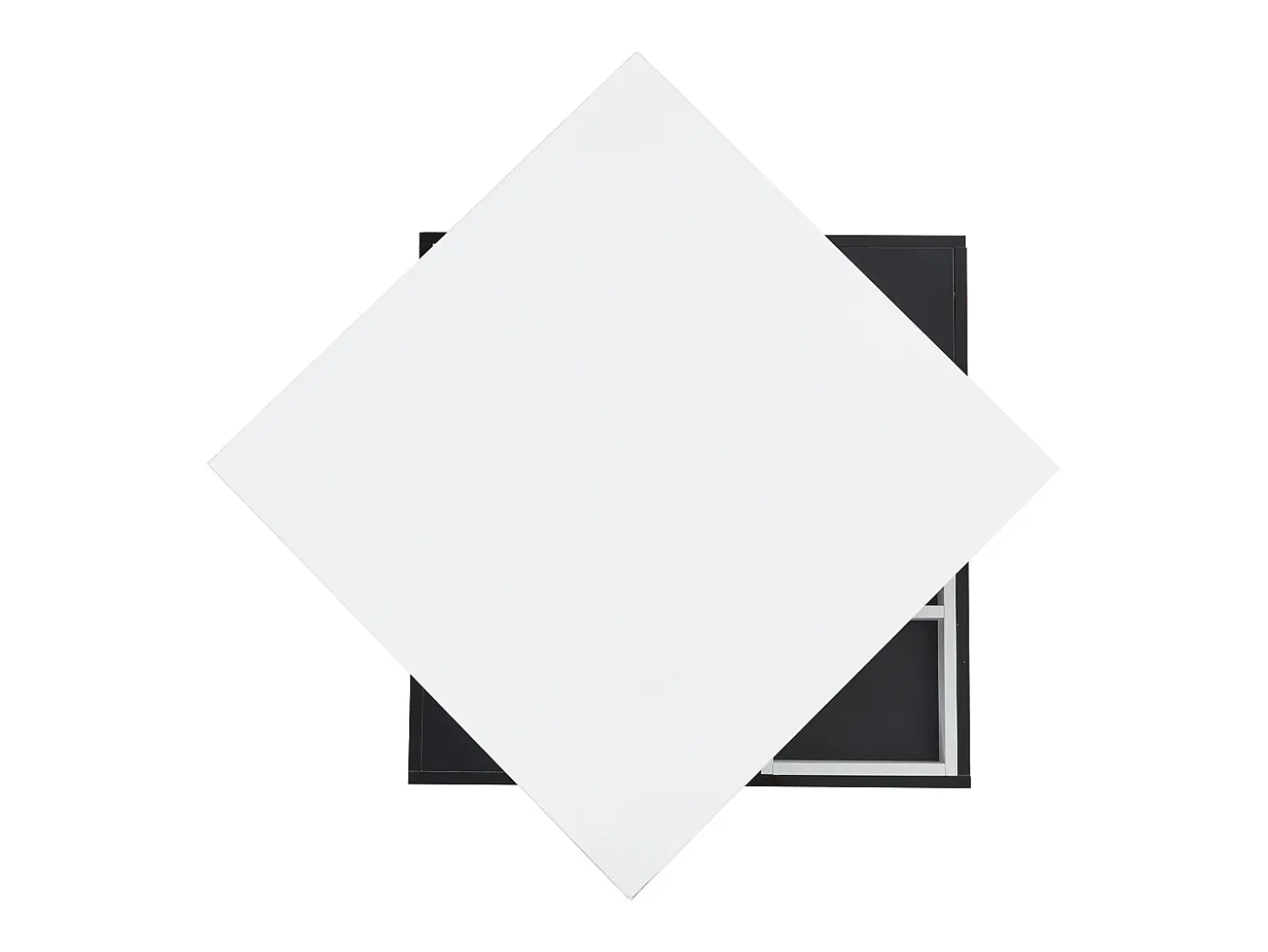 Mesa de centro com arrumação 70x70x36 cm - tampo brilhante giratório 360° - Branco e Preto