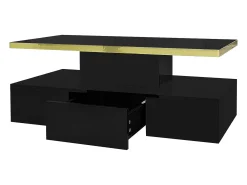 Mesa de centro com arrumação com LED - aspeto brilhante - Preto