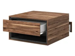 Mesa de centro com design com 2 gavetas da coleção SYLVA e nichos de armazenamento. Cor carvalho e cinza.